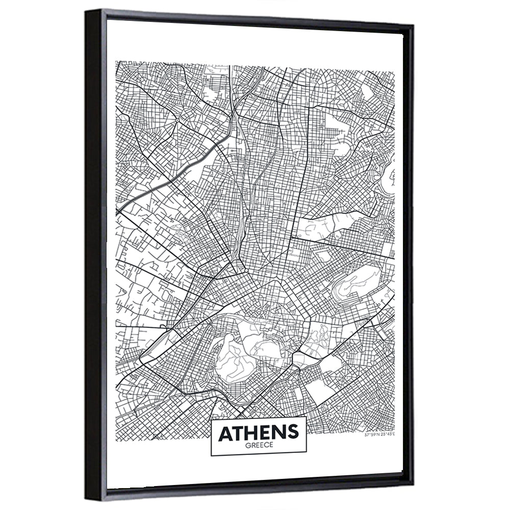 Athens City Map Wall Art