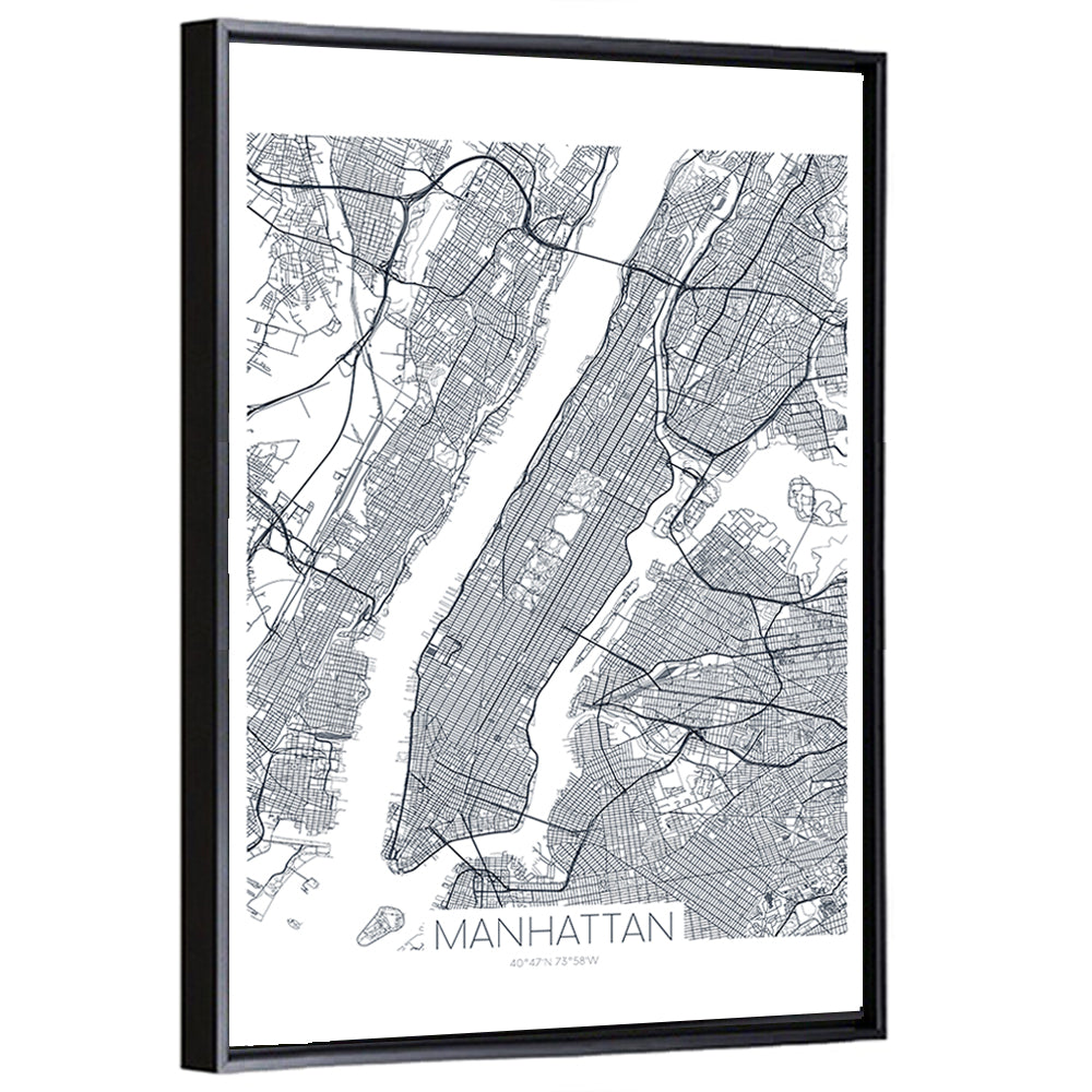 Manhattan City Map Wall Art