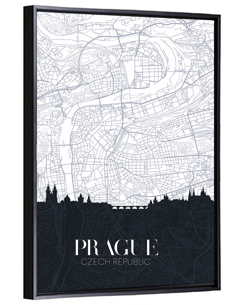 Prague City Map Wall Art