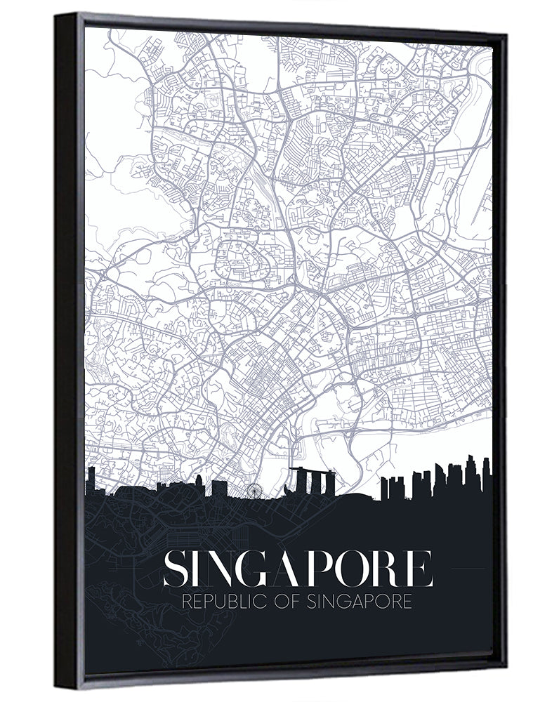 Singapore City Map Wall Art