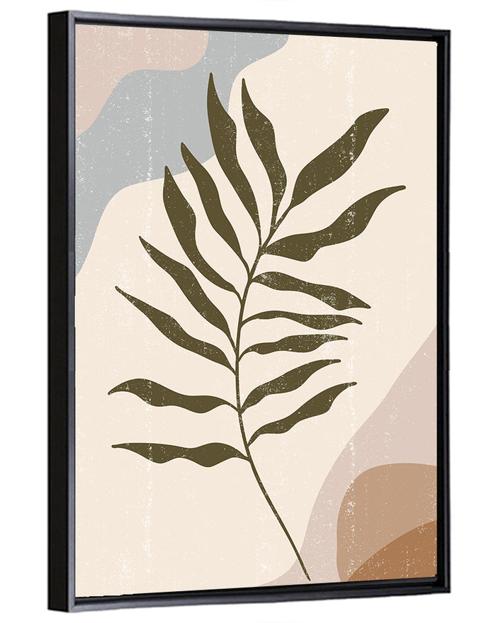 Minimalist Fern Leaf Study Wall Art as a framed canvas