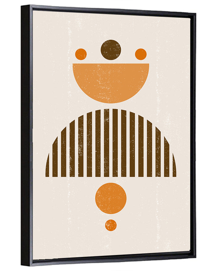 Mid-century Moon and Sun Wall Art as a framed canvas