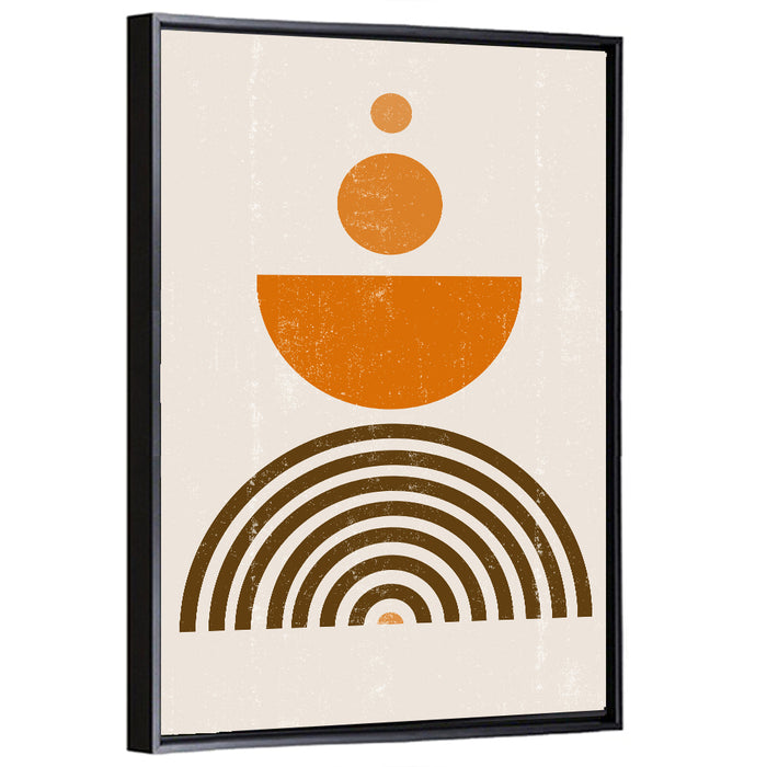 Stacked Orange Sun Wall Art as a framed canvas