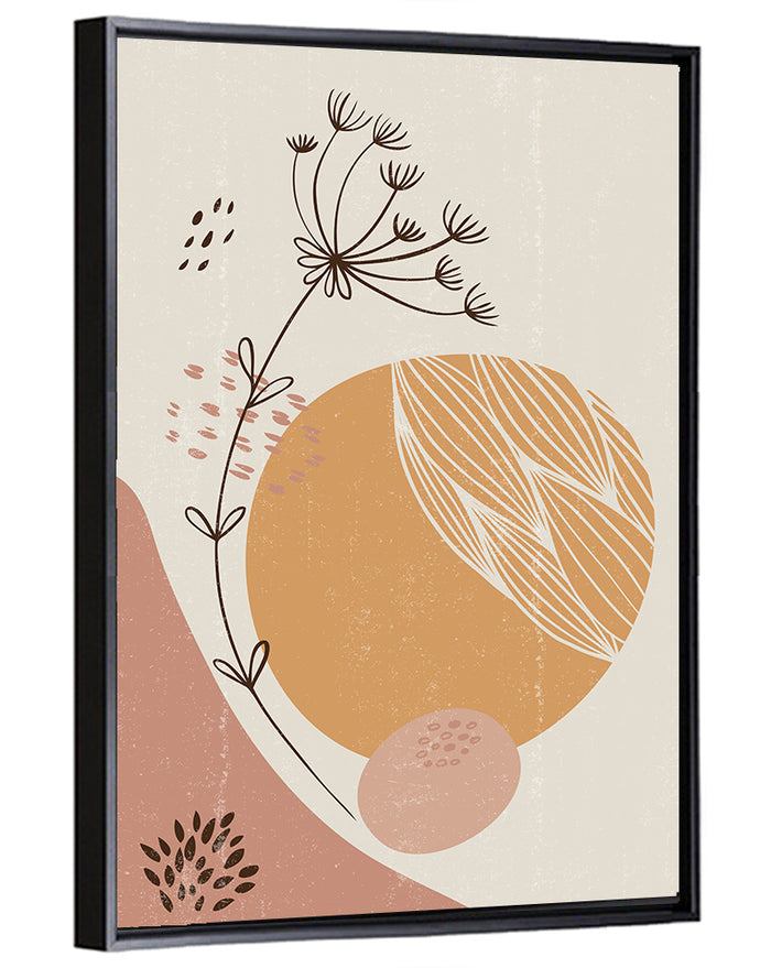 Terracotta Wildflower Abstract Wall Art as a framed canvas