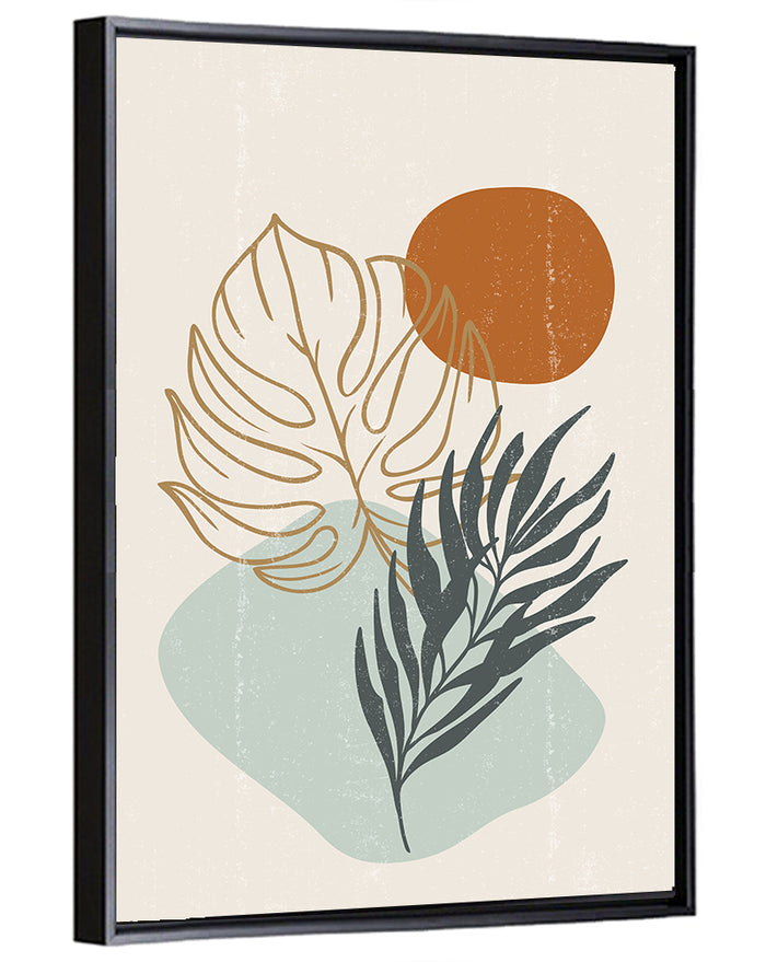 Shadowed Leaves Wall Art as a framed canvas