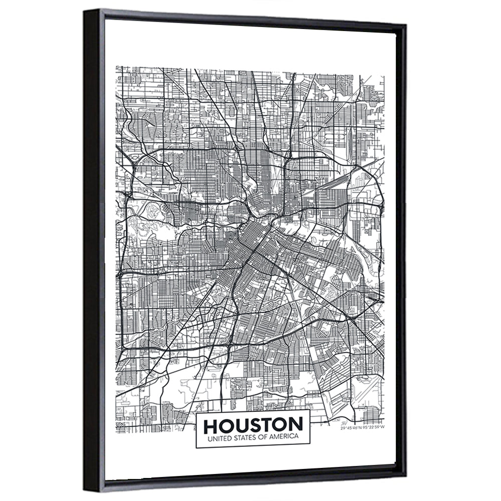 Houston City Map Wall Art
