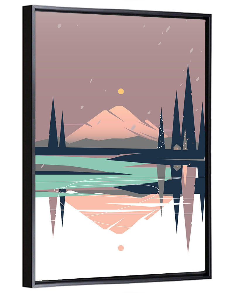 Winter Lakeside Minimalist Wall Art