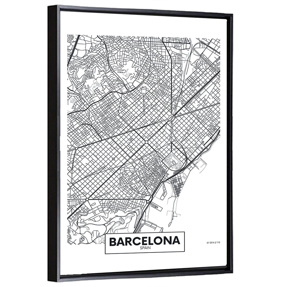 Barcelona City Map Wall Art