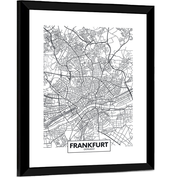 Frankfurt City Map Wall Art as a framed print