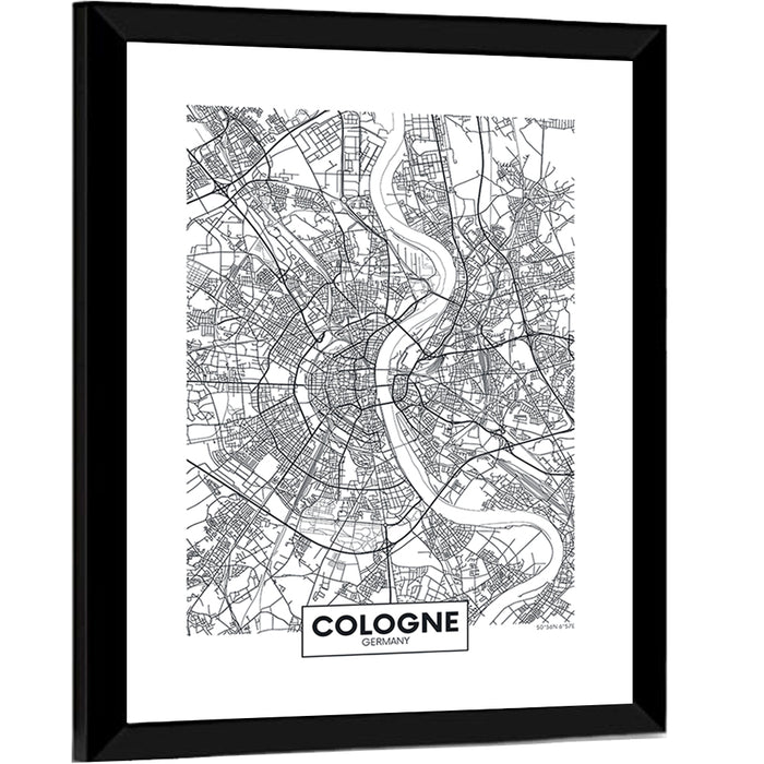Cologne City Map Wall Art as a framed print