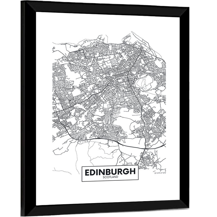 Edinburgh City Map Wall Art as a framed print