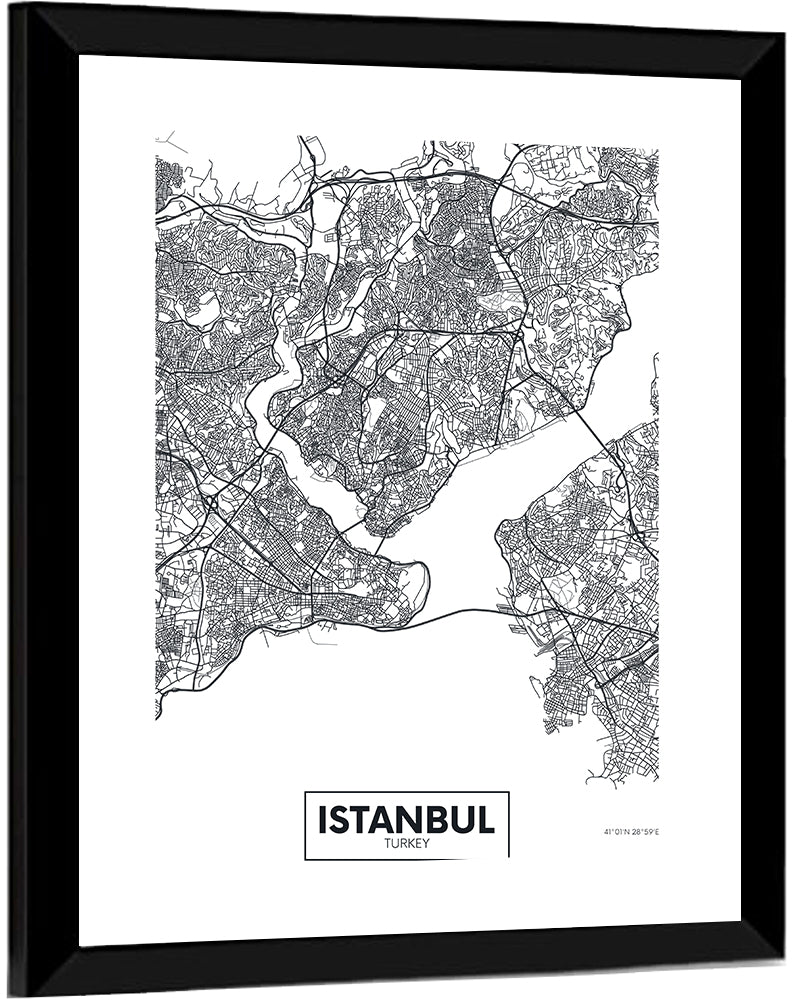 Istanbul City Map Wall Art
