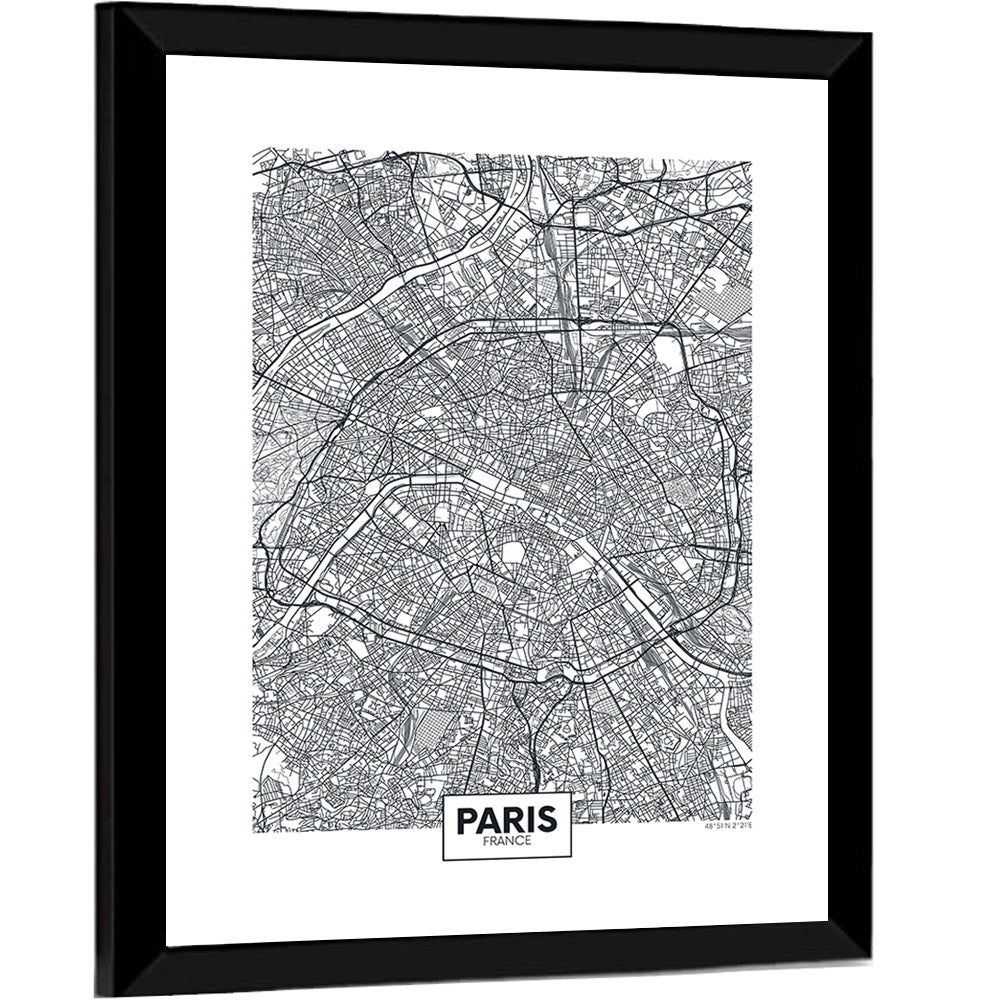 Paris City Map Wall Art