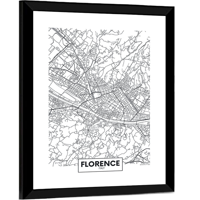 Florence Street Grid Map Wall Art as a framed print
