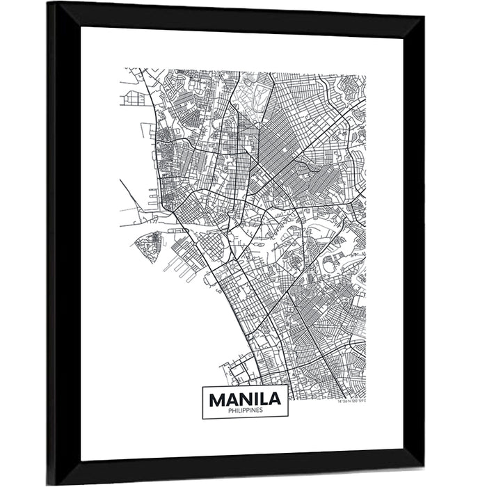 Manila Minimalist City Map Wall Art as a framed print