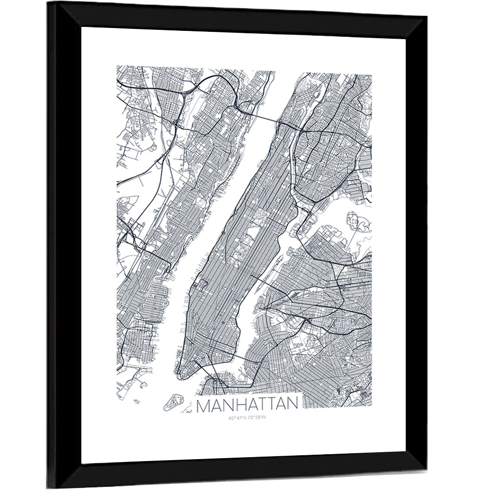 Manhattan City Map Wall Art