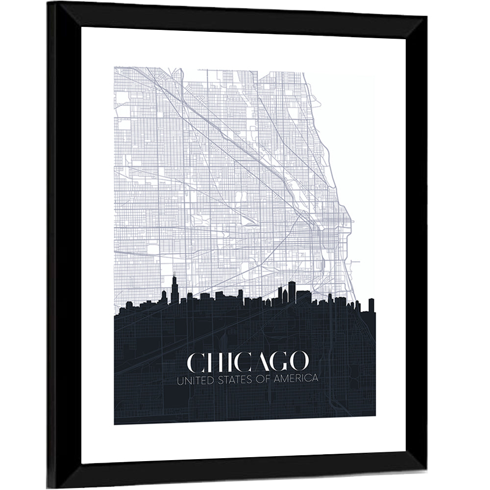 Chicago City Map Wall Art