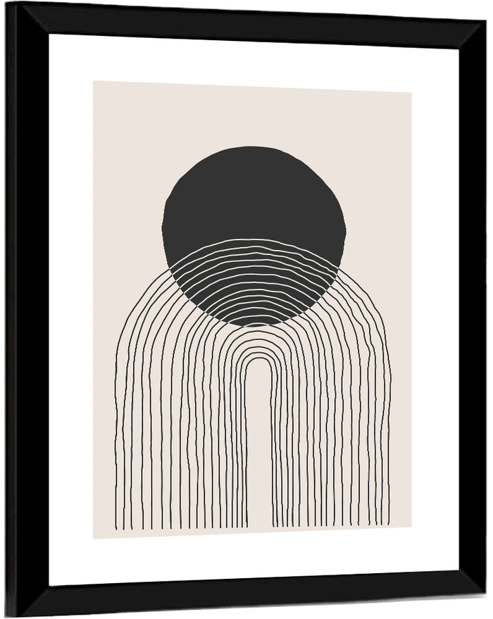 Minimalist Black Sun Wall Art as a framed print