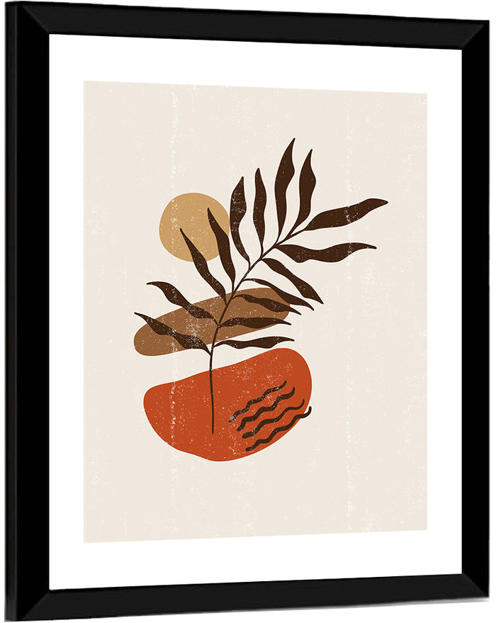 Fern with Terracotta Sun Wall Art as a framed print
