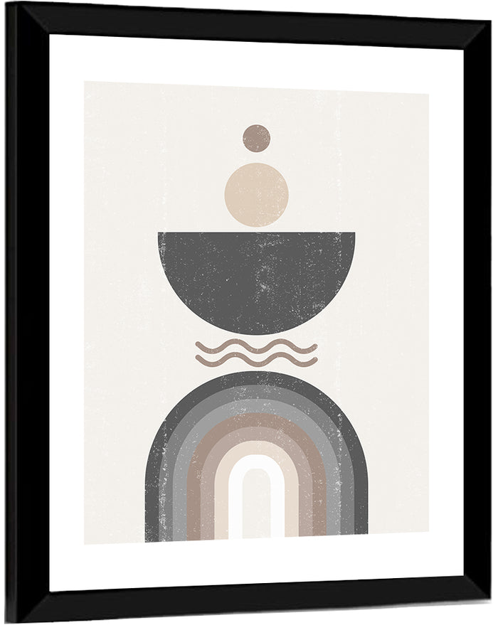 Textured Geometric Sun Wall Art as a framed print