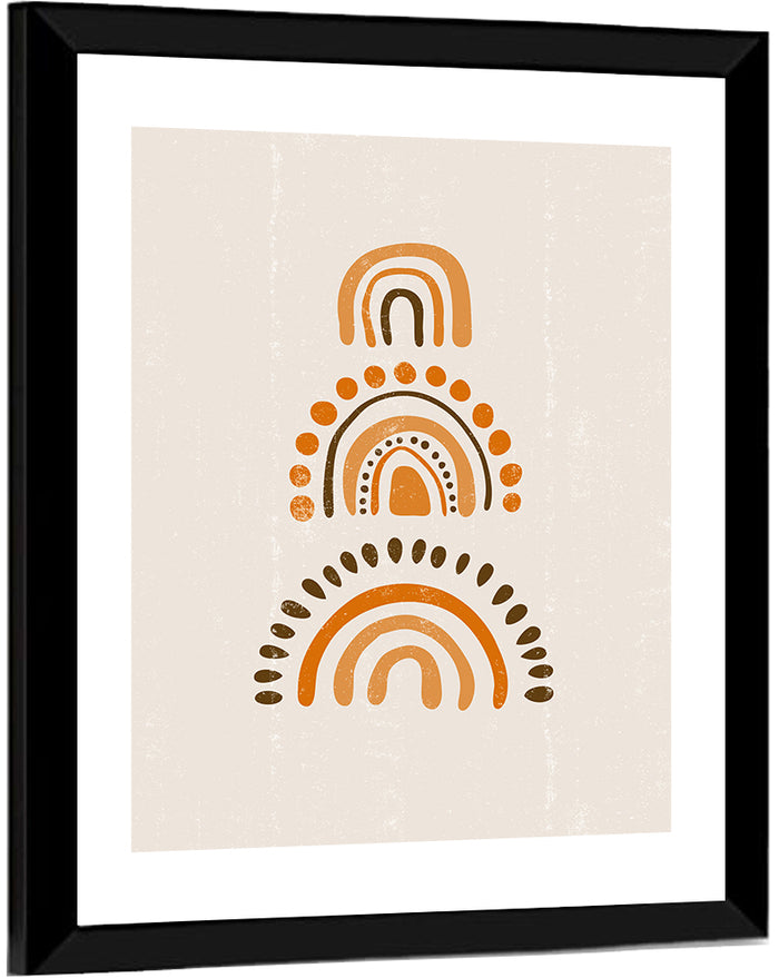 Vintage Boho Rainbow Arches Wall Art as a framed print