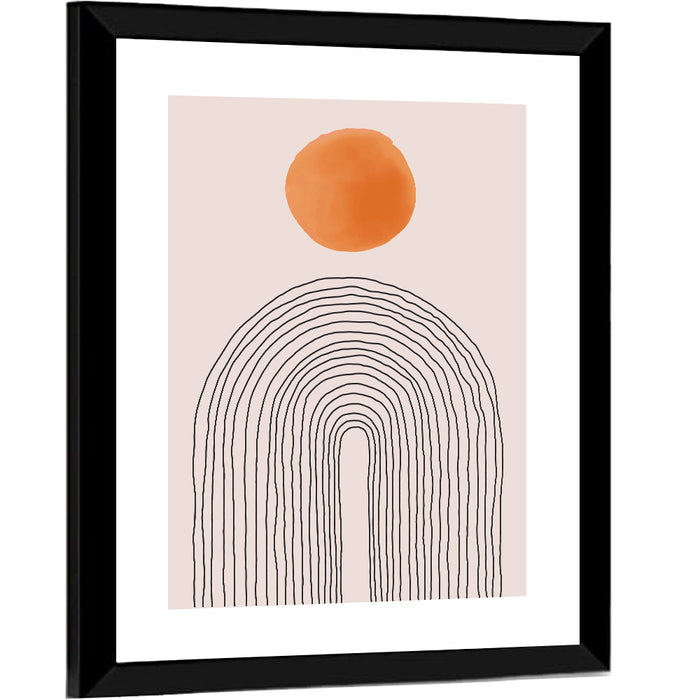 Hand-drawn Sun and Arches Wall Art as a framed print