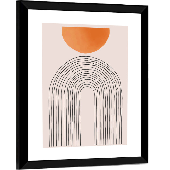 Geometric Sunset Arch Wall Art as a framed print