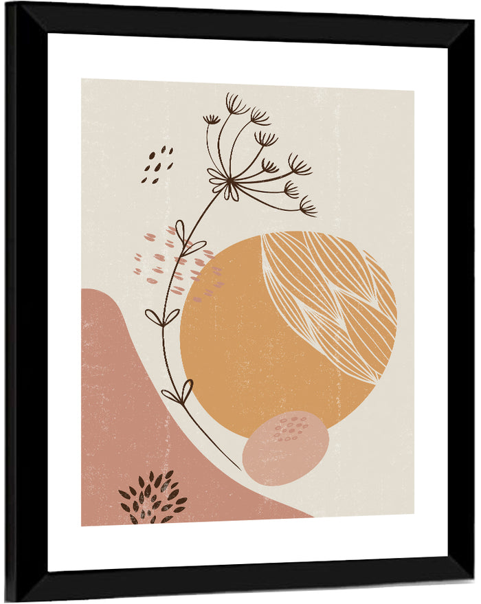 Terracotta Wildflower Abstract Wall Art as a framed print