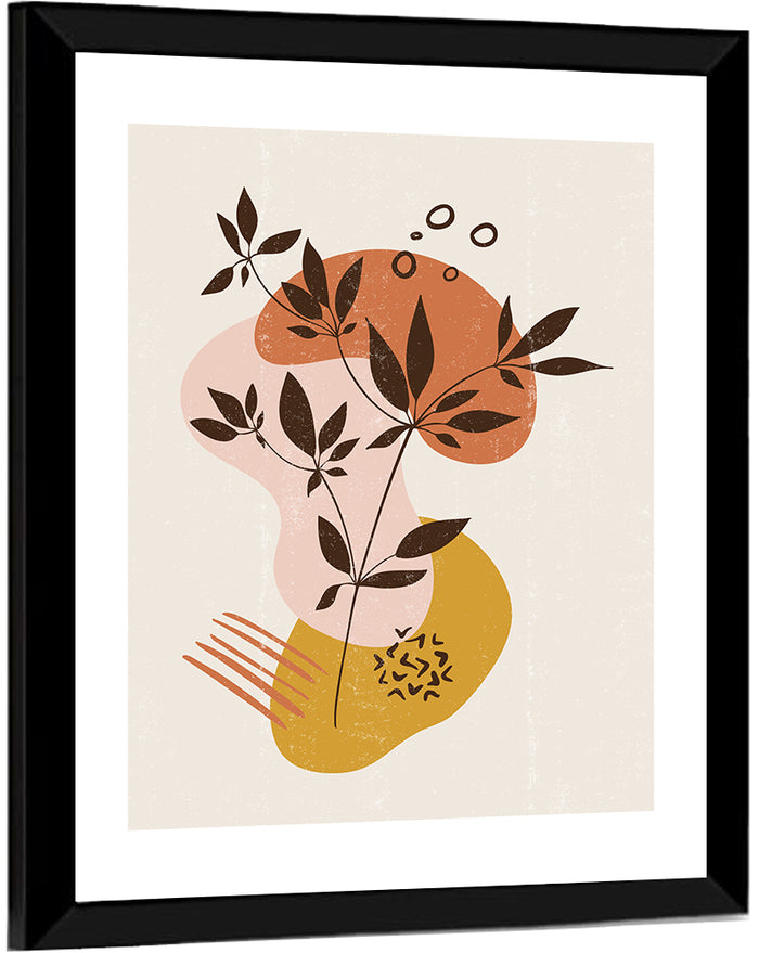 Mid-century Botanical Minimalist Wall Art as a framed print