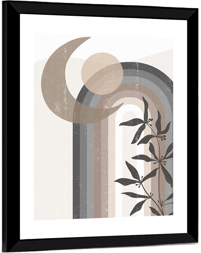 Crescent Moon Rainbow Abstract Wall Art as a framed print