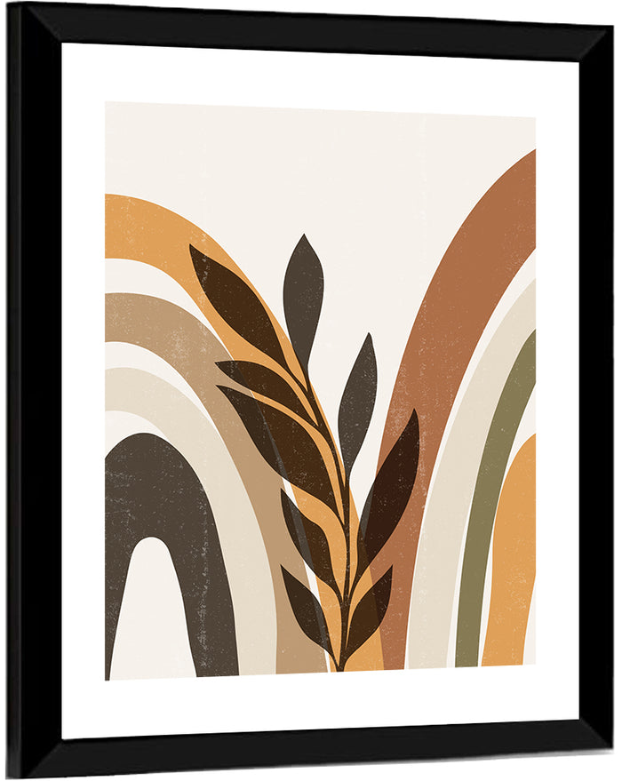 Tropical Boho Leaf Arches Wall Art as a framed print