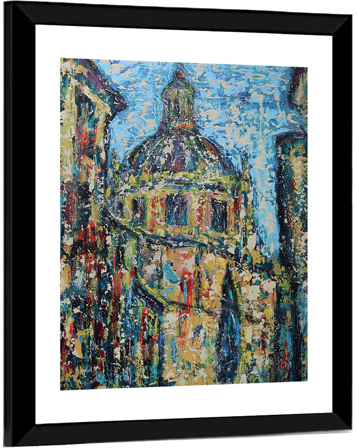 Salamanca Cathedral Street Wall Art as a framed print