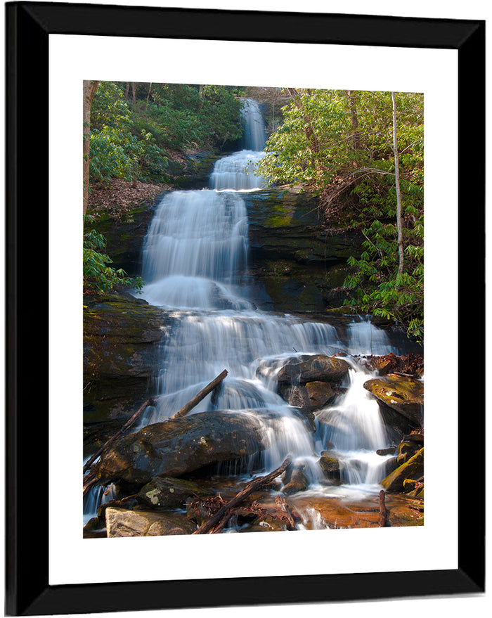 Desoto Falls Cascading Waterfall Wall Art as a framed print