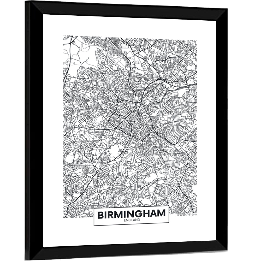 Birmingham City Map Wall Art