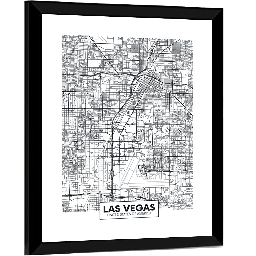 Las Vegas City Map Wall Art