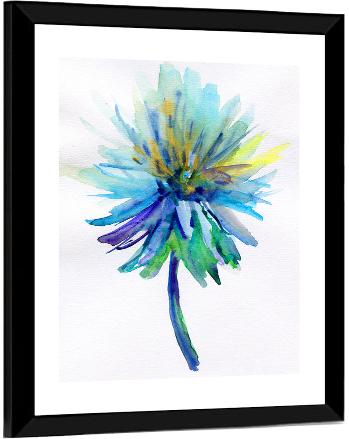 Ethereal Blue Watercolor Flower Wall Art as a framed print