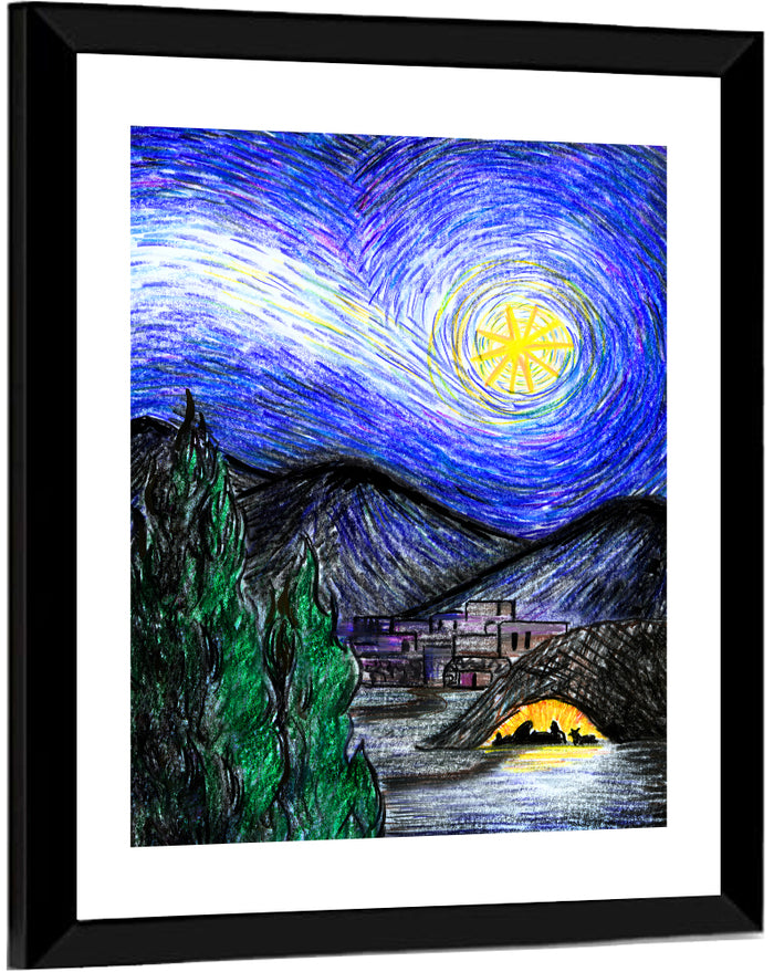 Starry Night Over Bethlehem Wall Art as a framed print