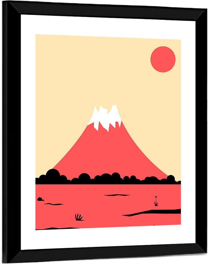 Minimalist Pink Mountain Peak Wall Art as a framed print