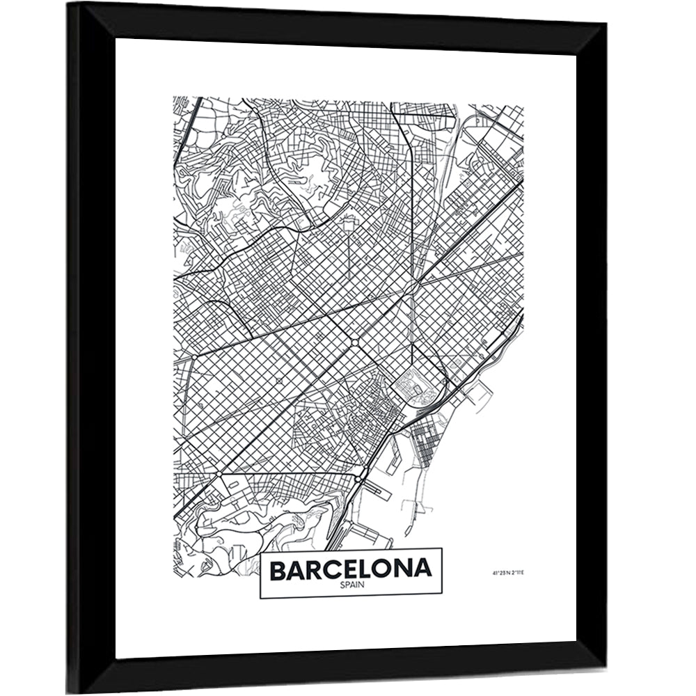 Barcelona City Map Wall Art