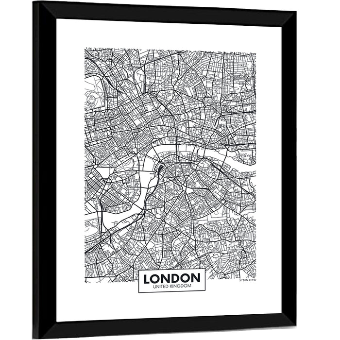 London Aerial Map Wall Art as a framed print
