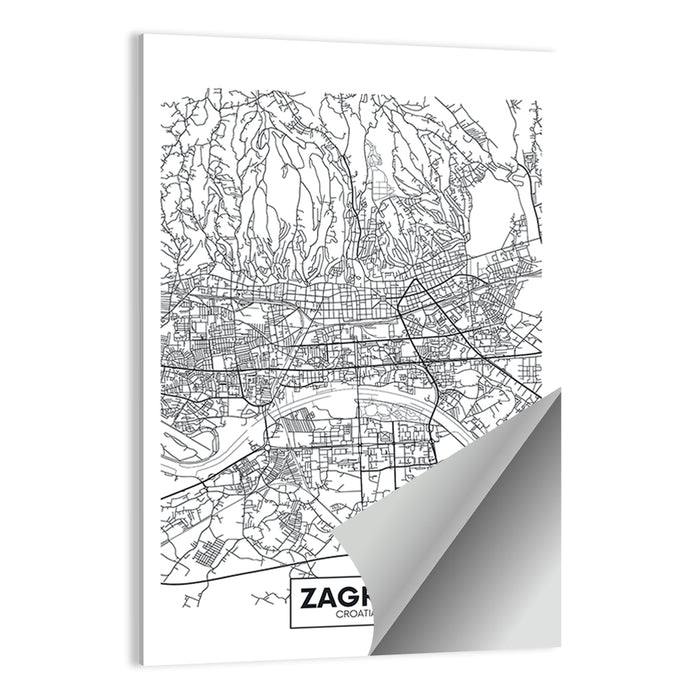 Zagreb City Map Wall Art as a poster print