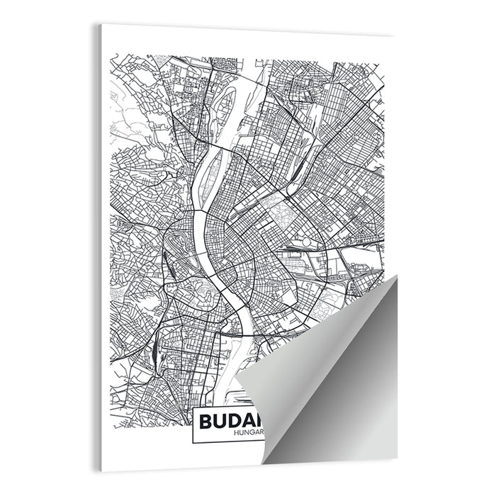 Budapest City Map Wall Art as a poster print