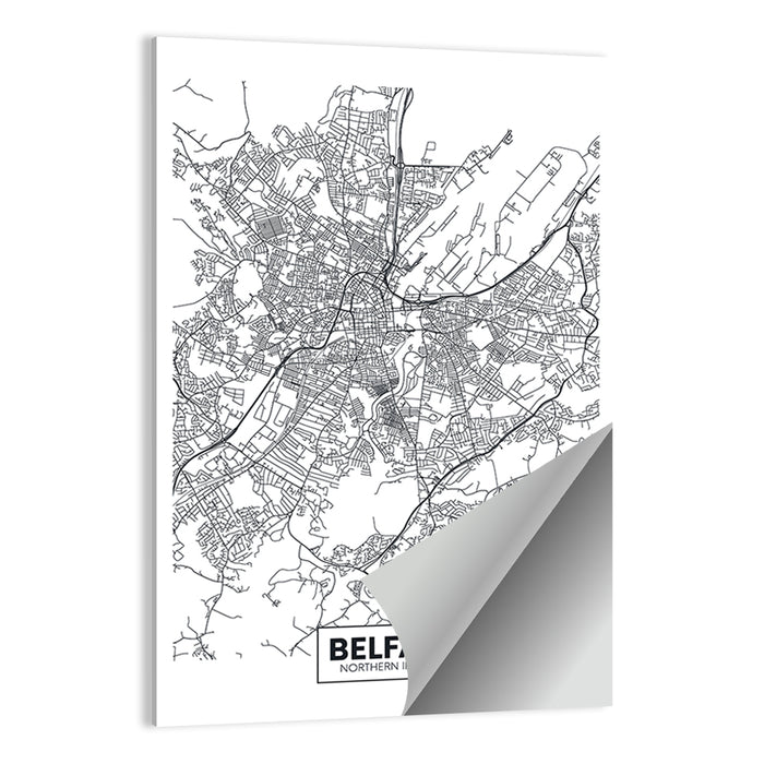 Belfast City Map Wall Art as a poster print