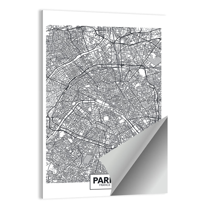 Paris Street Network Map Wall Art as a poster print