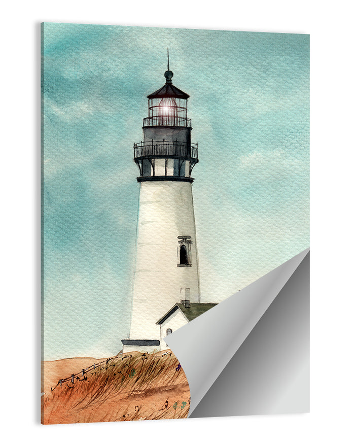 Lighthouse Over Grassy Dune Wall Art as a poster print
