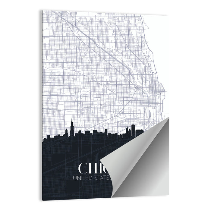 Chicago Skyline Map Wall Art as a poster print