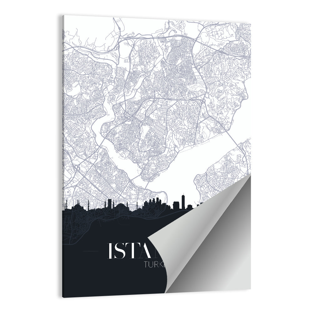 Istanbul City Map Wall Art