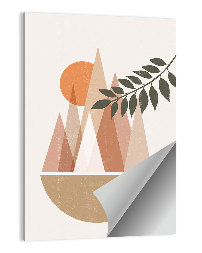 Geometric Mountain Sunset Wall Art as a poster print