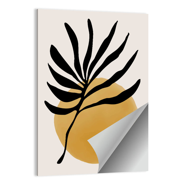 Mustard Sun with Dark Leaf Wall Art as a poster print