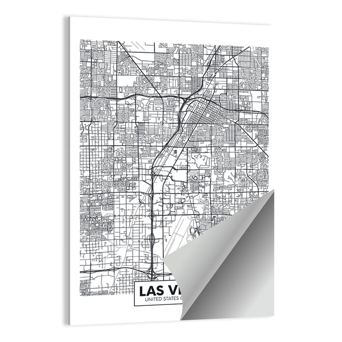 Las Vegas Street Grid Map Wall Art as a poster print